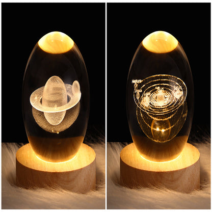 3D Galaxy Crystal Ball Night Light – LED Planet & Moon Table Lamp for Bedroom, Kids Room & Party Decor