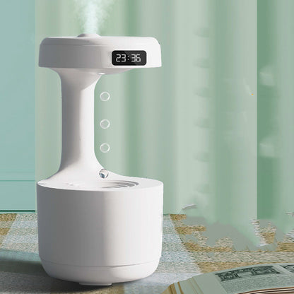 Anti-Gravity Water Drop Humidifier with Clock – Silent Aroma Diffuser, LED Display & Large Capacity for Bedroom or Office
