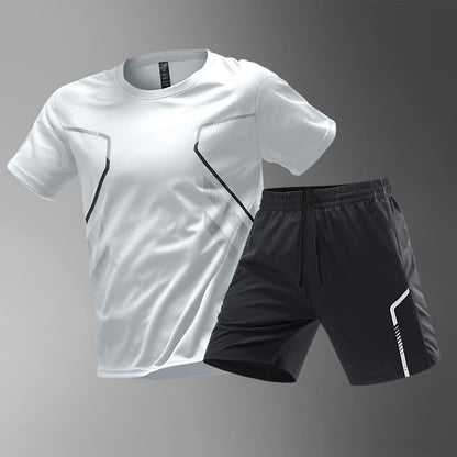 Men’s Quick-Dry Sports T-Shirt – Breathable Color Block Active Tee for Running & Workouts