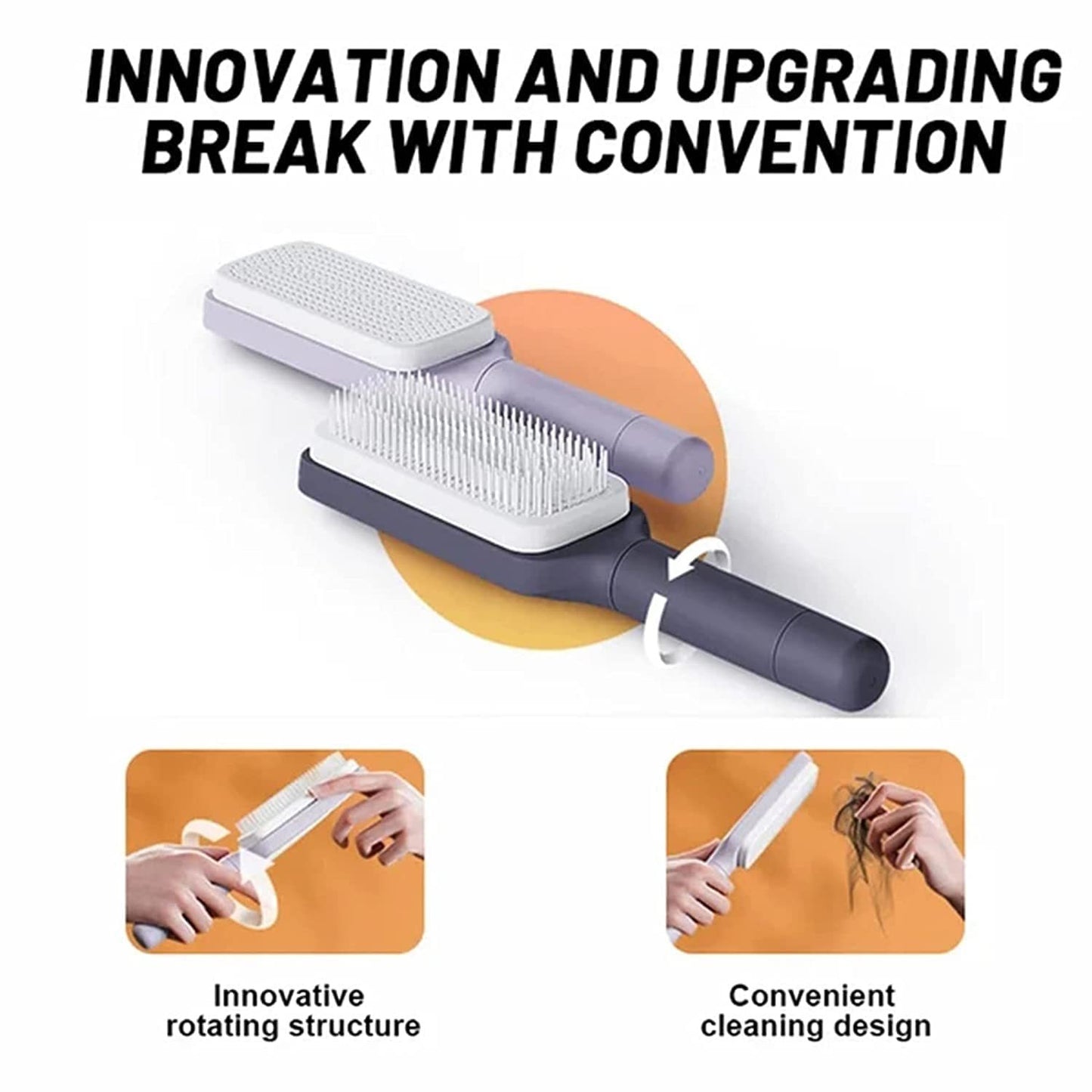 4-in-1 Self-Cleaning Hair Brush – Anti-Static Scalp Massage Comb with Rotating & Lifting Design