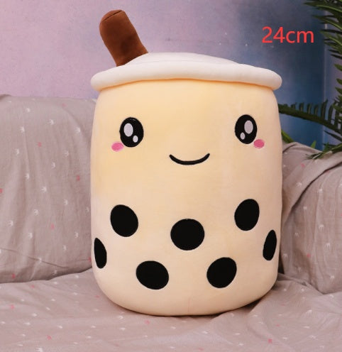 Cute Boba Tea Plush Pillow – Soft Strawberry Milk Tea Bubble Tea Stuffed Toy Cushion for Kids & Gifts