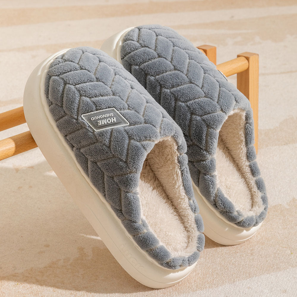 Non-Slip Thick-Soled Plush Winter Slippers – Warm Indoor Fleece Shoes for Couples (Men & Women)