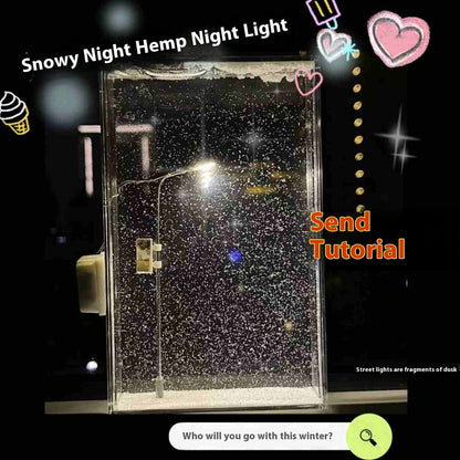 DIY Magic Snowy Landscape Night Light – Handmade Desktop Decor with Flowing Snow & Mini Street Lamp