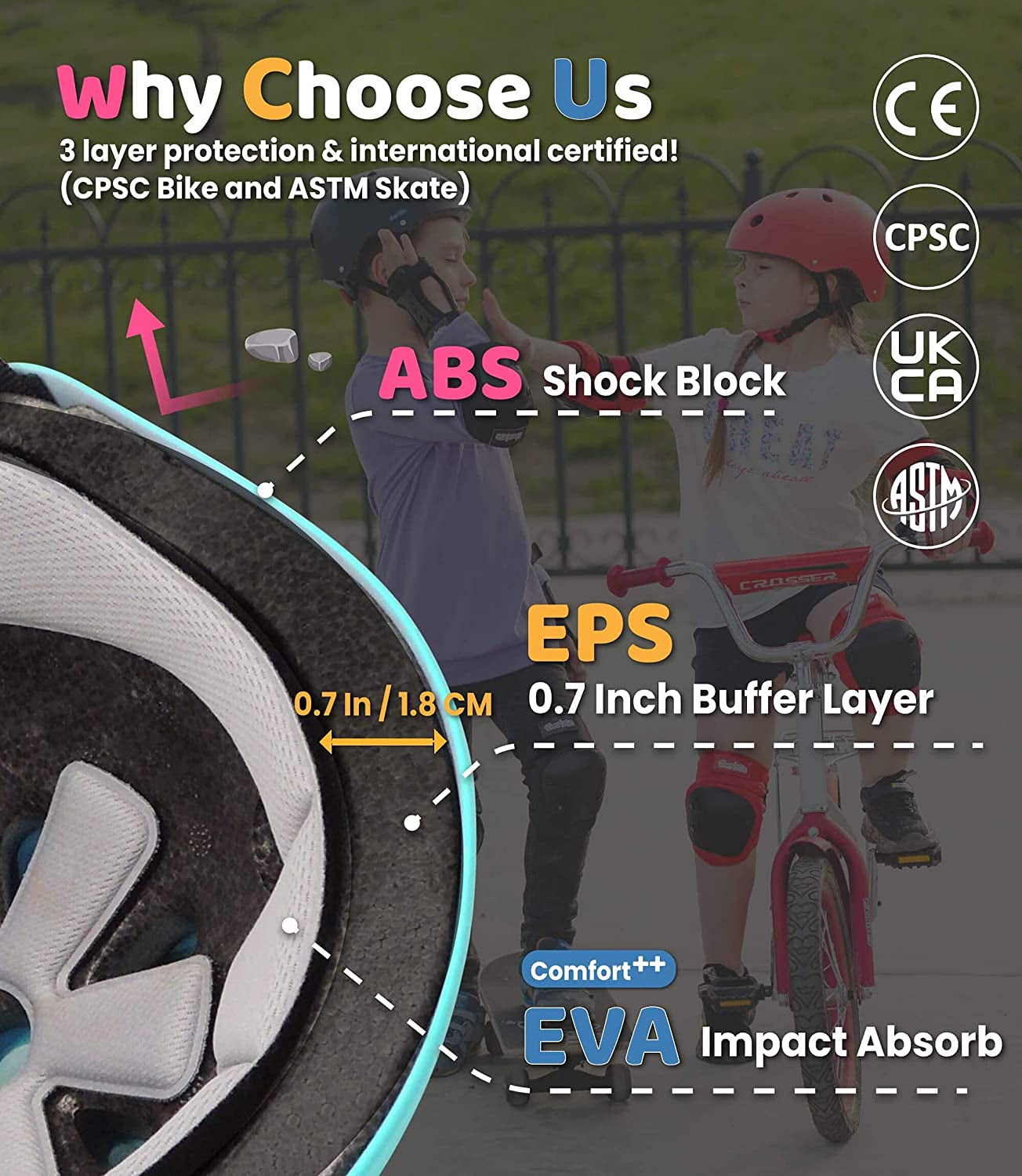 Kids Bike Helmet with DIY Stickers for Toddler Boys Girls I CPSC & CE Certified for Skateboard Roller-Skating Bicycle Scooter I Baby Infant Youth Child Ages 3-5 5-8 8-11 Year Old