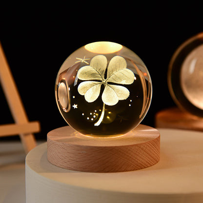 3D Galaxy Crystal Ball Night Light – LED Planet & Moon Table Lamp for Bedroom, Kids Room & Party Decor