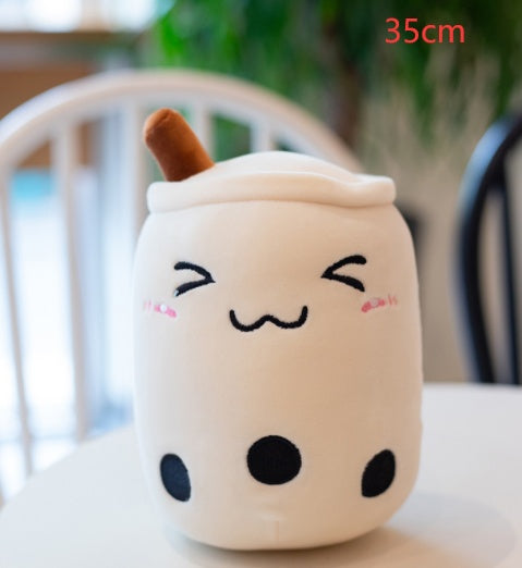 Cute Boba Tea Plush Pillow – Soft Strawberry Milk Tea Bubble Tea Stuffed Toy Cushion for Kids & Gifts