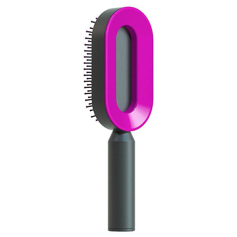 Self-Cleaning Hair Brush for Women – One-Click Hair Removal Scalp Massage Comb with Anti-Static Air Cushion