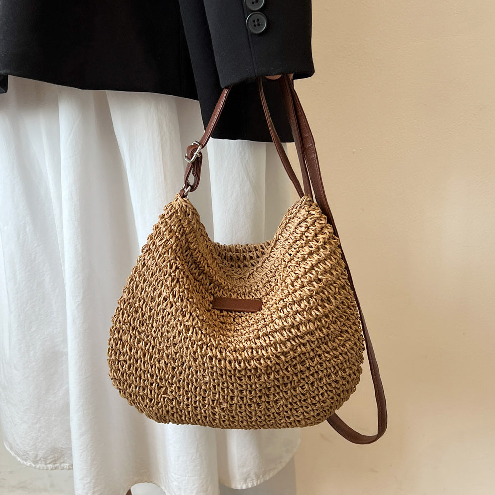 Niche Design Straw Tote Bag – Chic Vacation Handbag for Beach & Travel