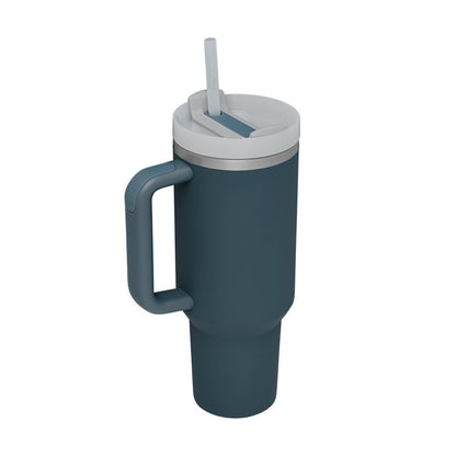 40oz Insulated Tumbler with Handle & Straw – Stainless Steel Spill-Proof Travel Mug with Lid, Vacuum Coffee Cup for Car, Gym, or Office.
