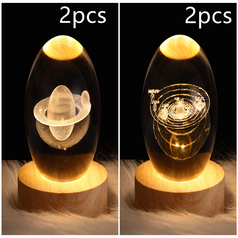 3D Galaxy Crystal Ball Night Light – LED Planet & Moon Table Lamp for Bedroom, Kids Room & Party Decor