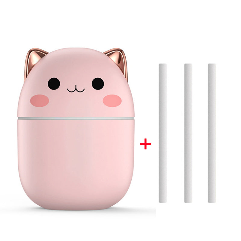 Cute Cat USB Air Humidifier – Ultra-Silent LED Cool Mist Diffuser for Office, Bedroom, Car & Home