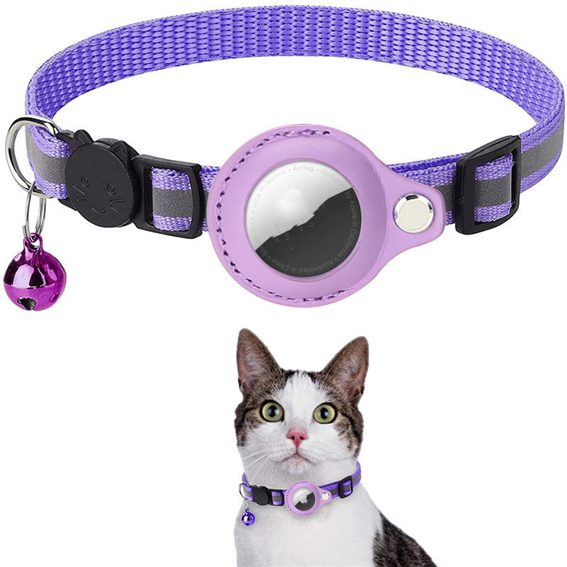 Reflective Waterproof AirTag Collar – Nylon Pet Collar with Protective Holder for Dogs & Cats