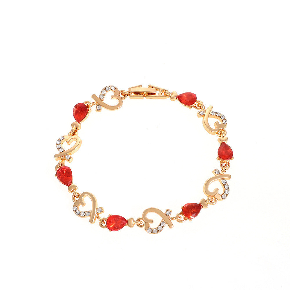 Hollow Heart Love Bracelet – Fashion Rhinestone Bangle with Romantic Charm