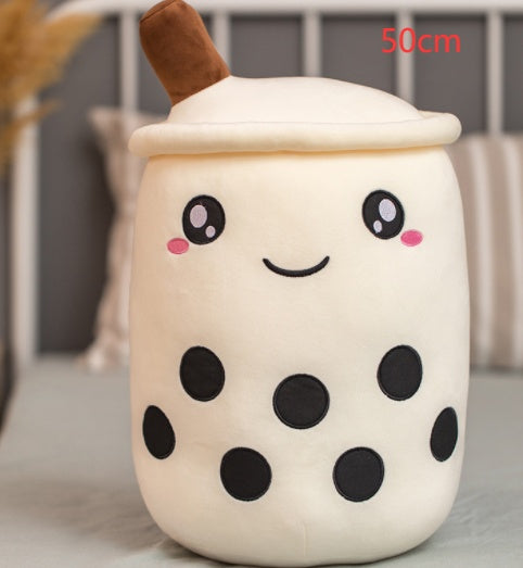 Cute Boba Tea Plush Pillow – Soft Strawberry Milk Tea Bubble Tea Stuffed Toy Cushion for Kids & Gifts