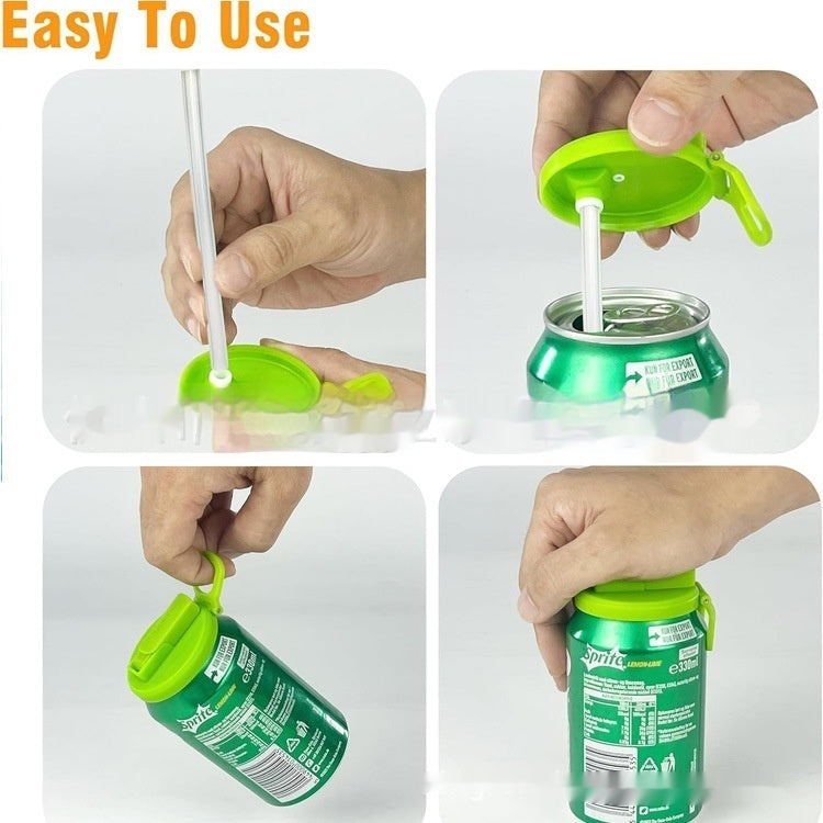Reusable Soda Can Lid with Straw – Leak-Proof Cap & Stopper for Standard Soda, Juice & Cola Cans